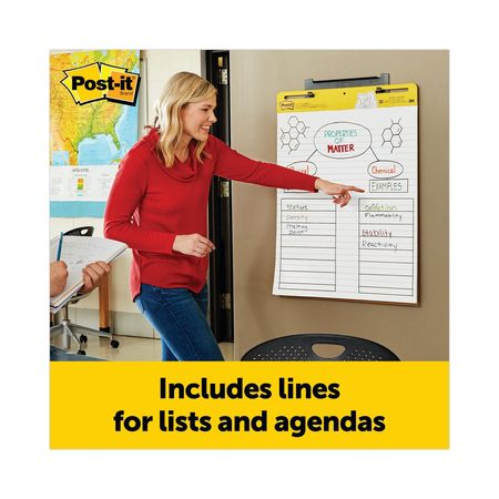Post-It Self-Stick Easel Pads, Ruled 1 1/2", 25 x 30, White, 30 Sheets, PK2 561WL VAD 2PK